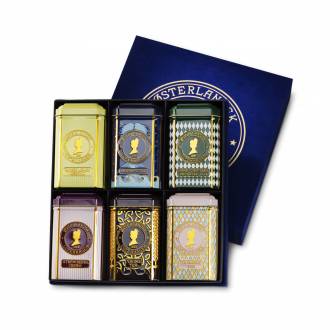 Gift box, 6pcs. teabag tins - BLUE