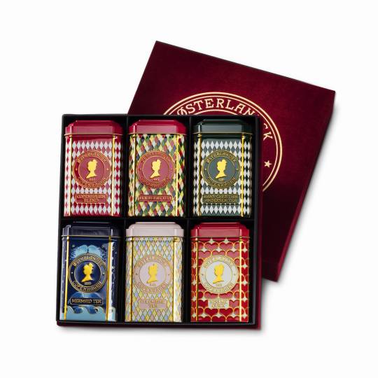 Gift box, 6pcs. teabag tins - RED