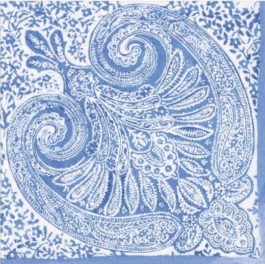 Serviet, lille - Paisley Medaillon Blue