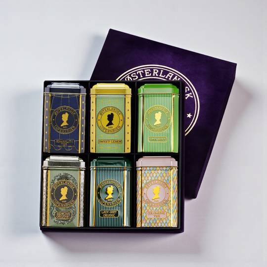 Sortimentsæske, velour 6 stk. Thebrevsdåser - v2