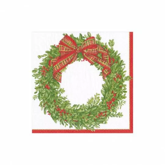 Serviet, lille - Boxwood and Berries Wreath